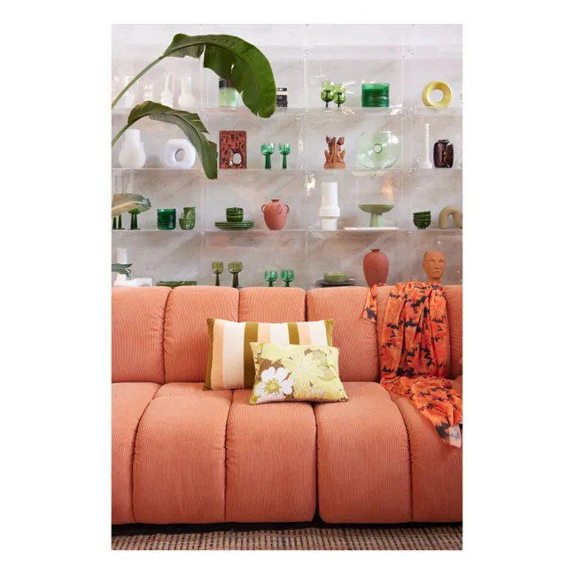 Coussin brodé Daisy | Vert anis