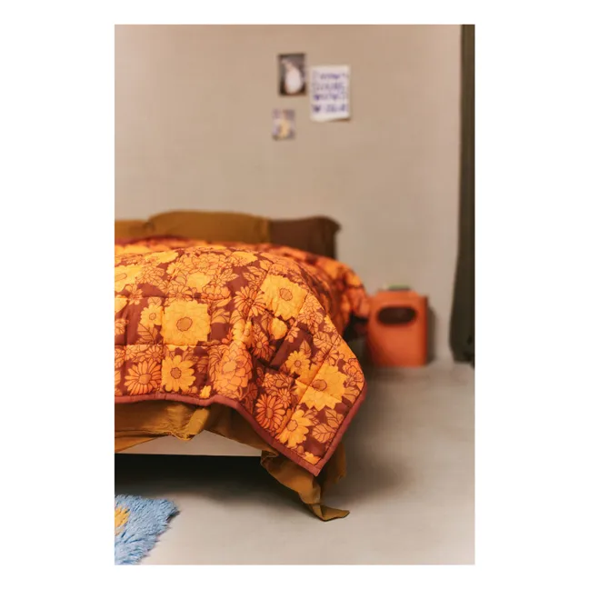 Couvre-lit matelassé fleuri | Orange