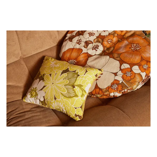 Coussin brodé Daisy | Vert anis