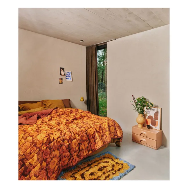 Couvre-lit matelassé fleuri | Orange