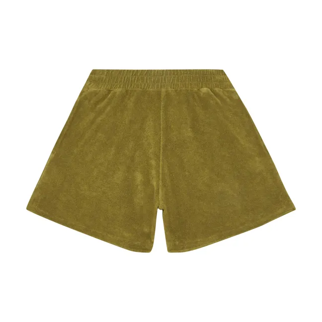 Pantalones cortos de rizo para mujer | Verde oliva