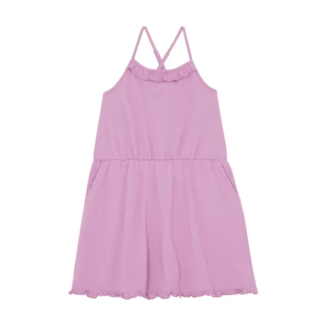 Organic cotton short dress with thin straps  | Mauve