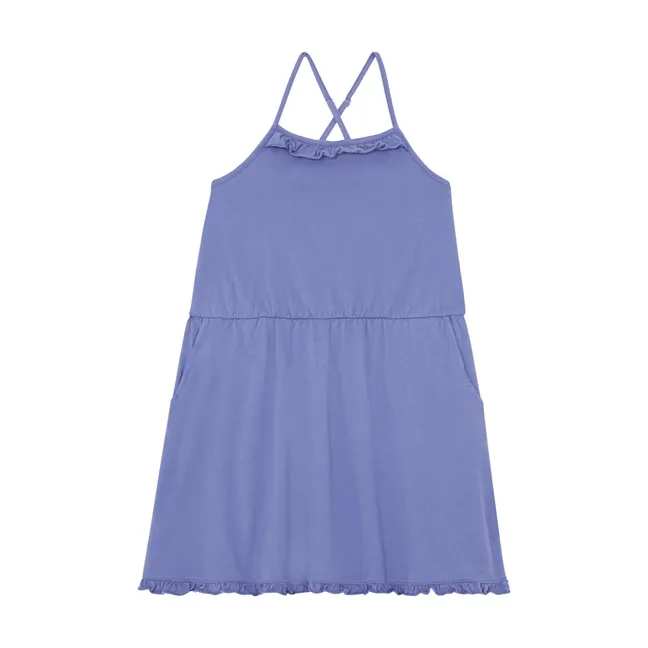 Organic cotton short dress with thin straps  | Vintage blue denim