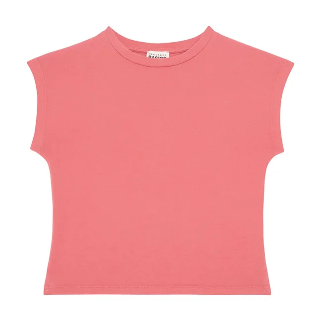 T-Shirt Mädchen Kurzarm Bio-Baumwolle | Korallenfarben