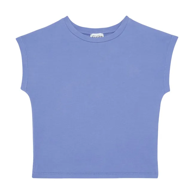Camiseta de niña de manga corta de algodón orgánico | Vintage azul vaquero