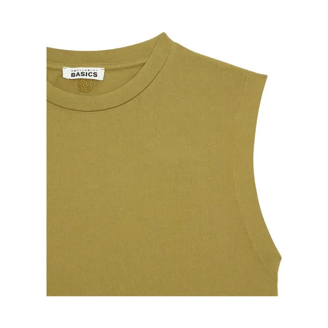 Camisetas sin mangas de algodón orgánico para mujer | Verde oliva