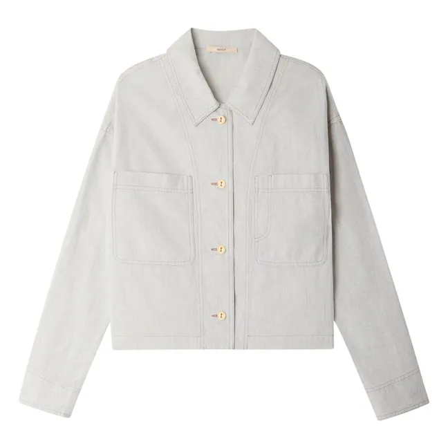 Sur-chemise Notteri Rayures Lin et Coton Bio | Gris