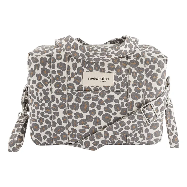 Bolso Cambiador Mini Darcy Leopardo Algodón Reciclado | Gris
