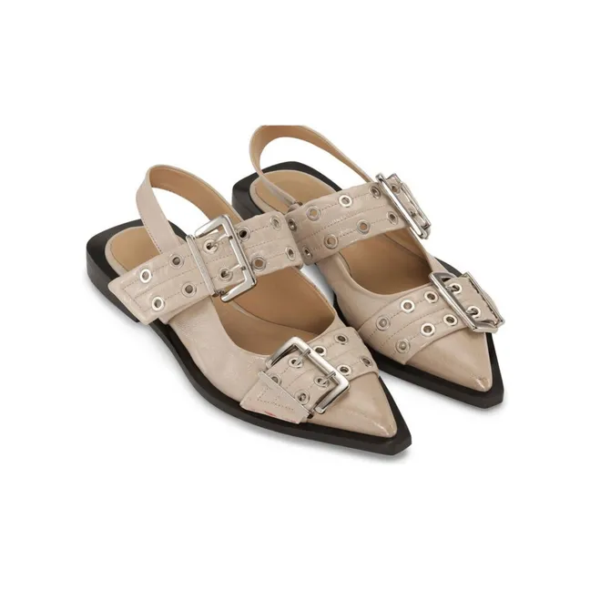 Women's patent ballerinas Recycled fibres | Taupe brown