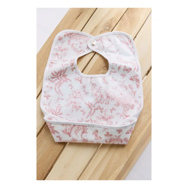 Bavoir enduit Toile de Jouy | Rose pêche