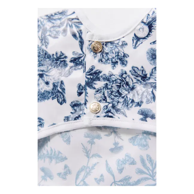 Bavaglino rivestito Toile de Jouy con maniche | Blu marino