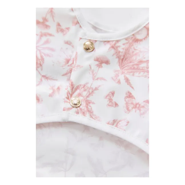 Bavoir à manches enduit Toile de Jouy | Rose pêche