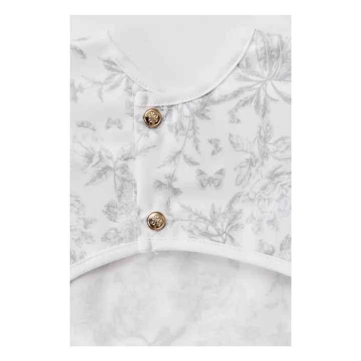 Toile de Jouy coated bib with sleeves | Grey- Product image n°4