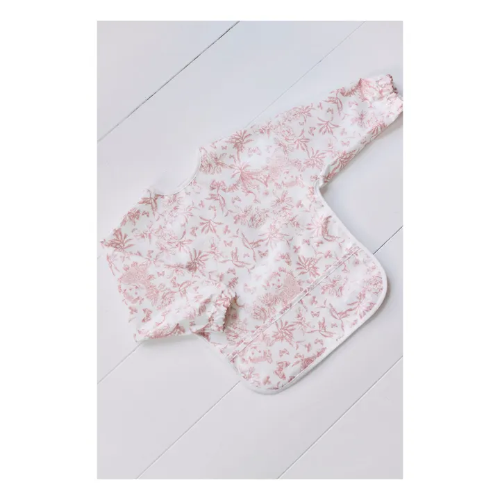 Toile de Jouy coated bib with sleeves | Peach- Product image n°1