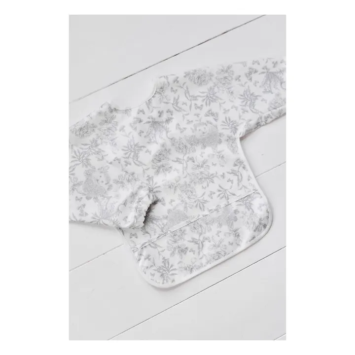Toile de Jouy coated bib with sleeves | Grey- Product image n°2