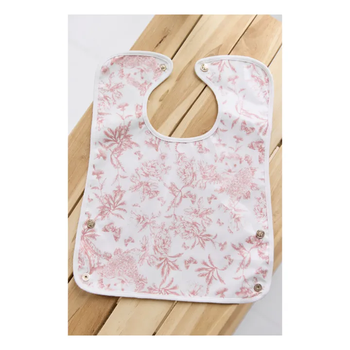 Bavoir enduit Toile de Jouy | Rose pêche- Image produit n°2