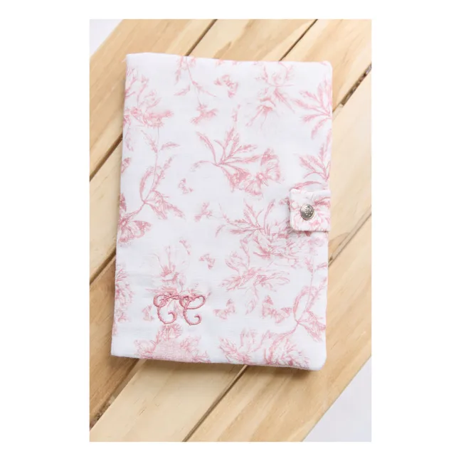 Protège carnet de santé Toile de Jouy | Rose pêche
