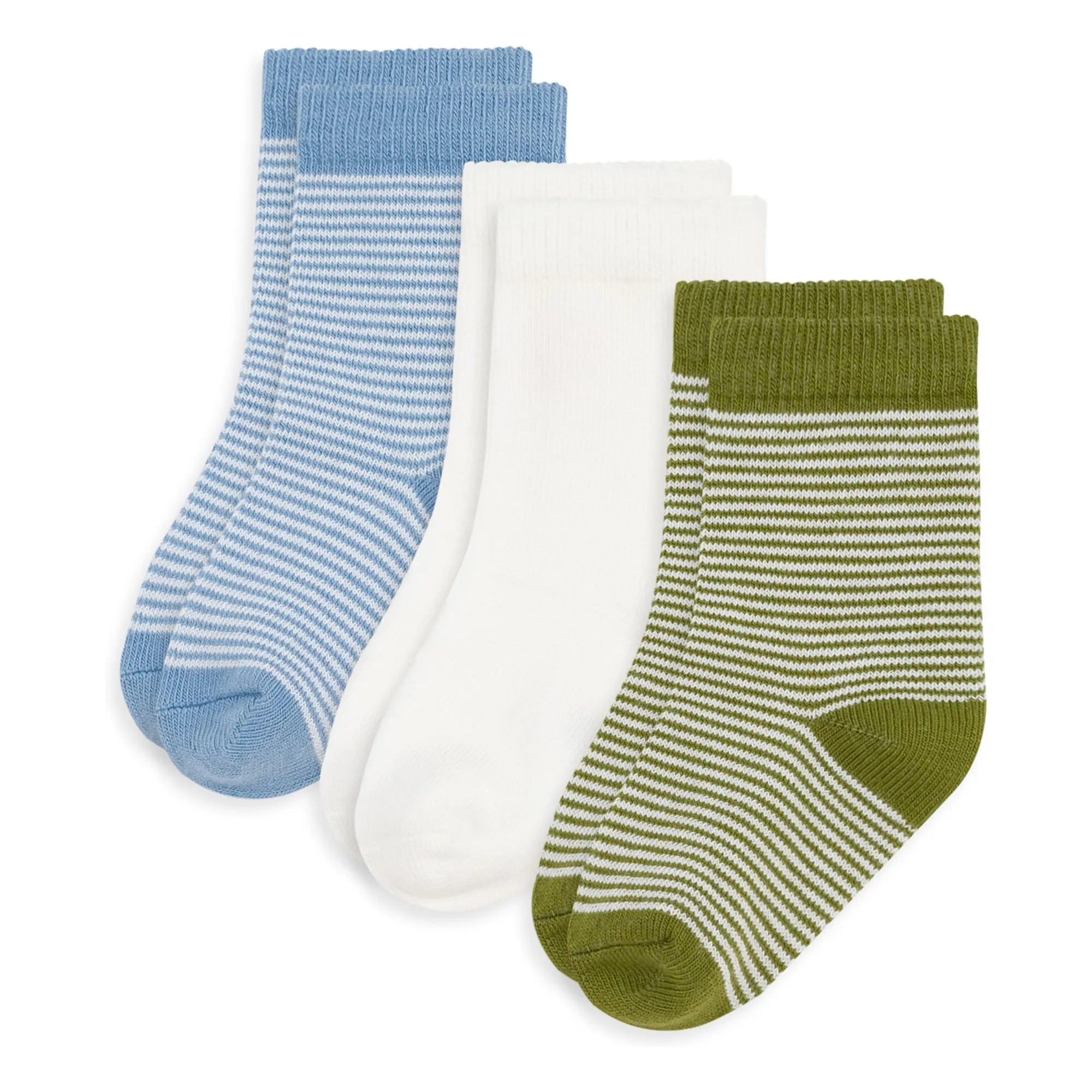 Petit Bateau White Set Of 3 Pairs Of Striped Ribbed Socks