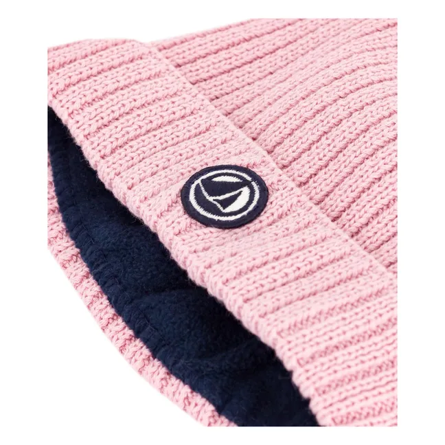 Bonnet Polaire Maille Côtelée | Rose