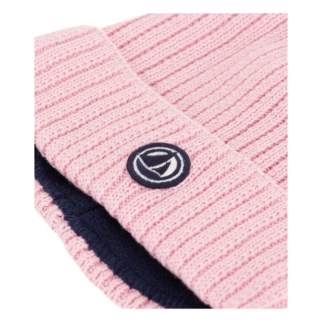 Bonnet Maille Côtelée Polaire | Rose