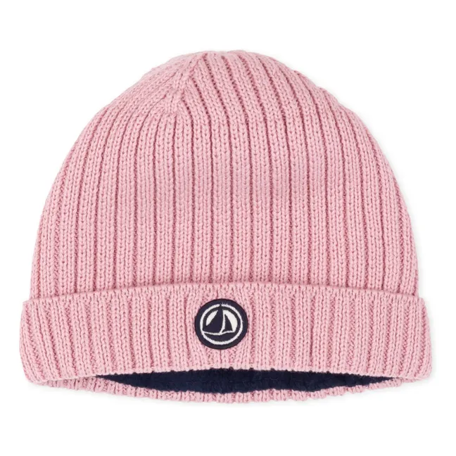 Bonnet Polaire Maille Côtelée | Rose