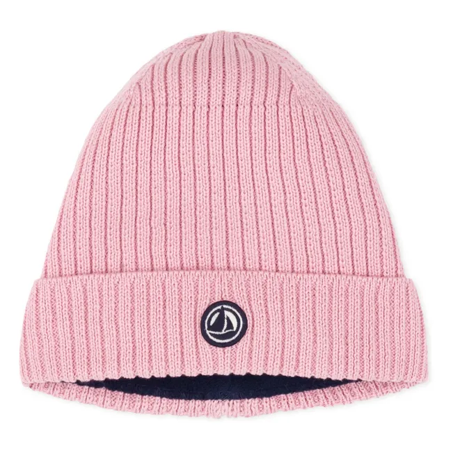 Gerippte Fleece-Mütze | Rosa