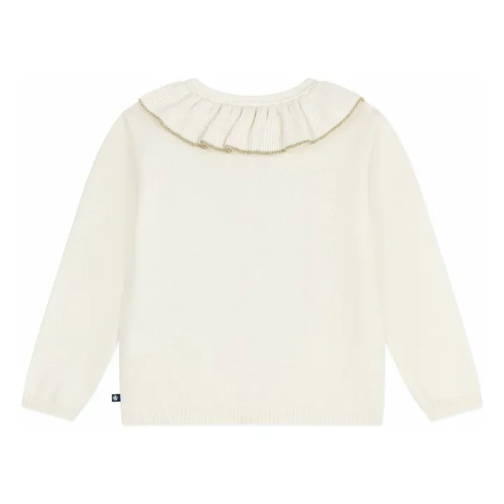 Gilet Col Pailleté Laine | Ecru- Image produit n°2