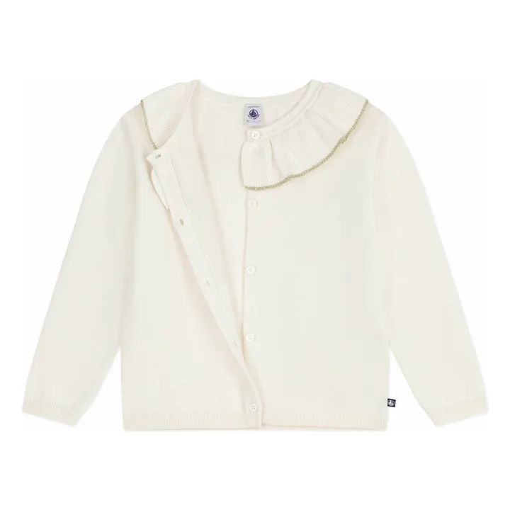 Gilet Col Pailleté Laine | Ecru- Image produit n°1