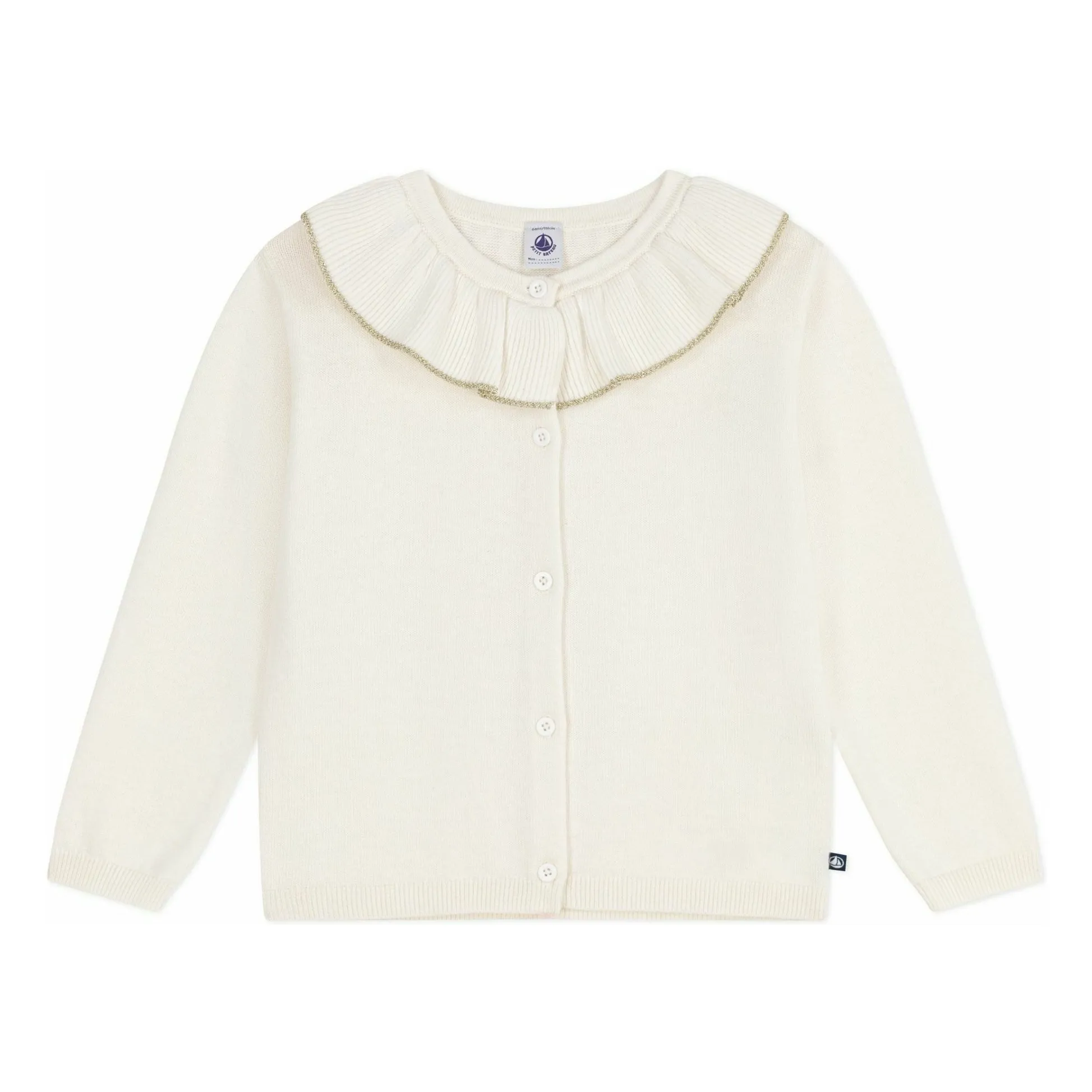 Petit Bateau Ecru Wool Glitter Collar Vest