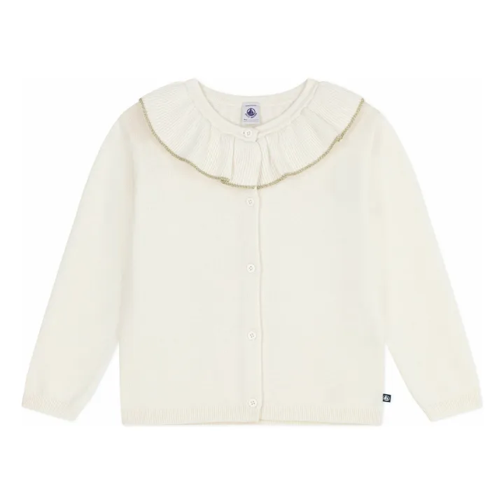 Gilet Col Pailleté Laine | Ecru- Image produit n°0