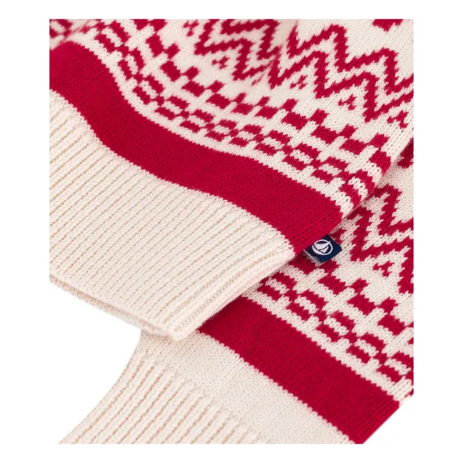 Pull Jacquard Chevaux Laine | Ecru