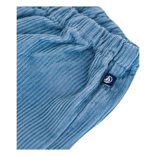 Pantalon Droit Velours Côtelé Coton Bio | Bleu