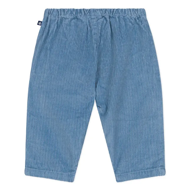 Pantalon Droit Velours Côtelé Coton Bio | Bleu