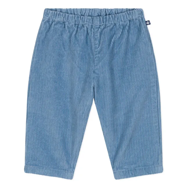 Pantalon Droit Velours Côtelé Coton Bio | Bleu