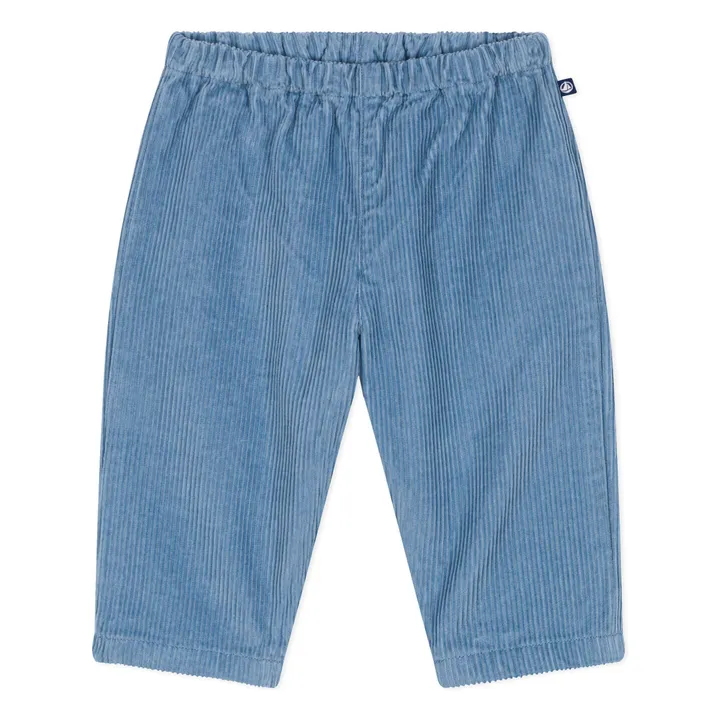 Pantalon Droit Velours Côtelé Coton Bio | Bleu- Image produit n°0