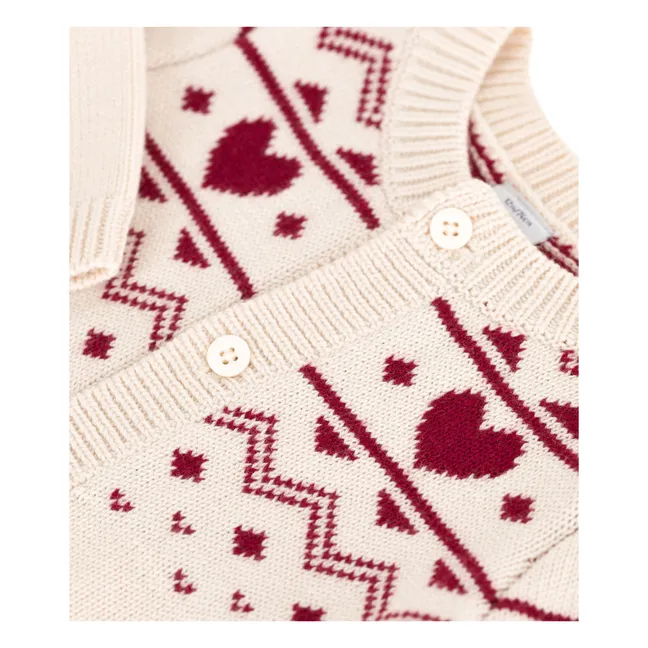 Gilet Cœurs Laine Bébé | Ecru