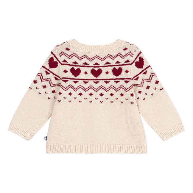 Gilet Cœurs Laine Bébé | Ecru