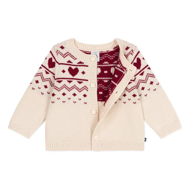 Gilet Cœurs Laine Bébé | Ecru