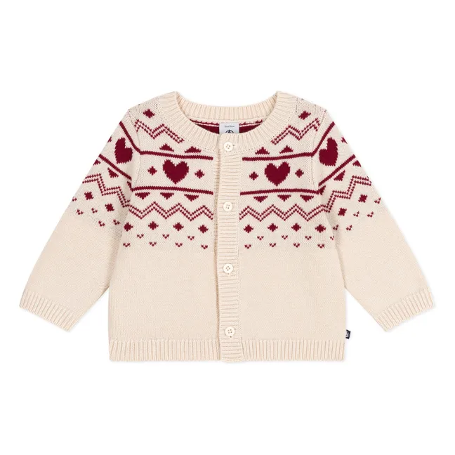 Gilet Cœurs Laine Bébé | Ecru