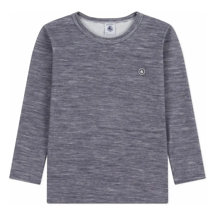 T-shirt Rayé Laine | Bleu marine- Image produit n°0