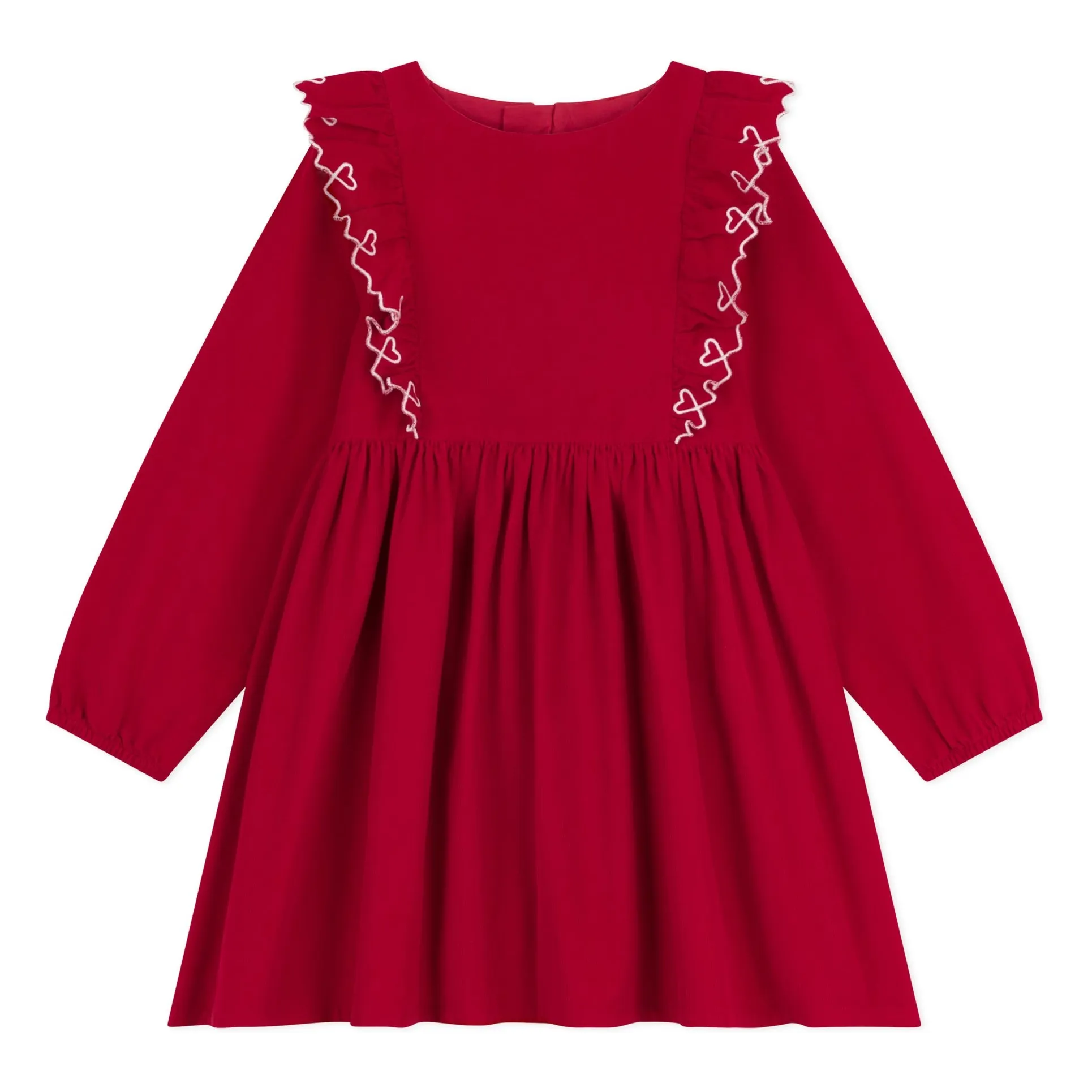 Petit Bateau Red Organic Cotton Ruffled Dress