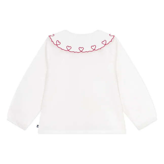 Blouse Col Cœurs Coton Bio | Blanc
