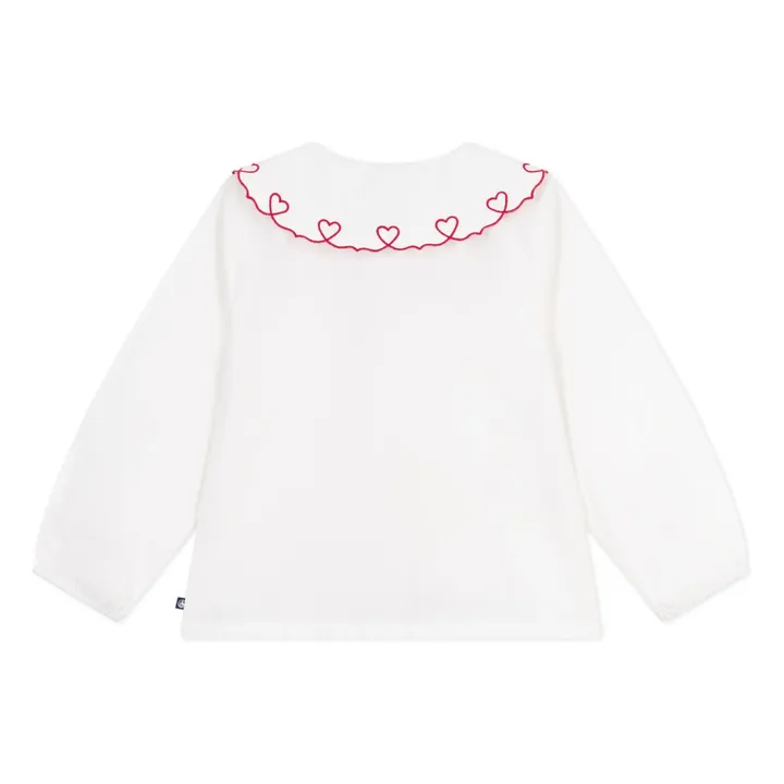 Blouse Col Cœurs Coton Bio | Blanc- Image produit n°1