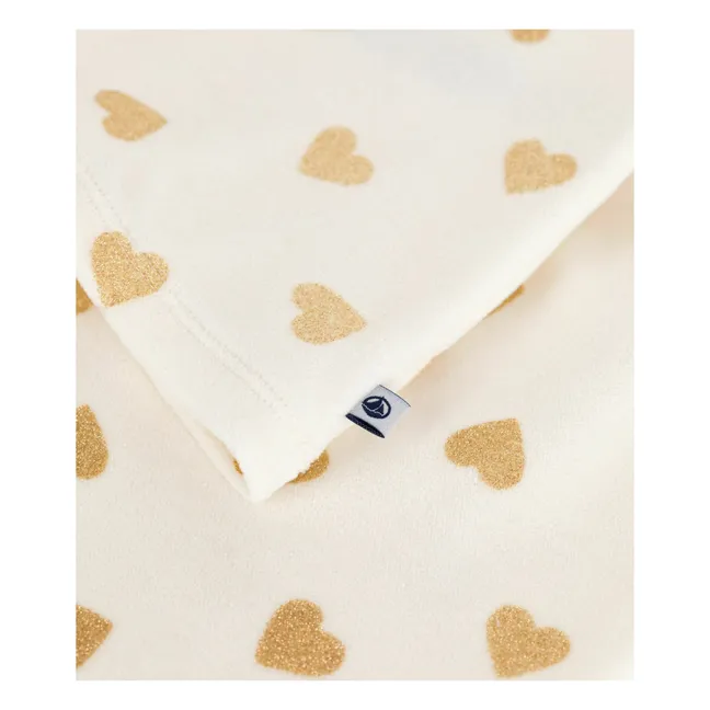 Ruffled Pyjamas Glitter Hearts Organic Cotton | Ecru