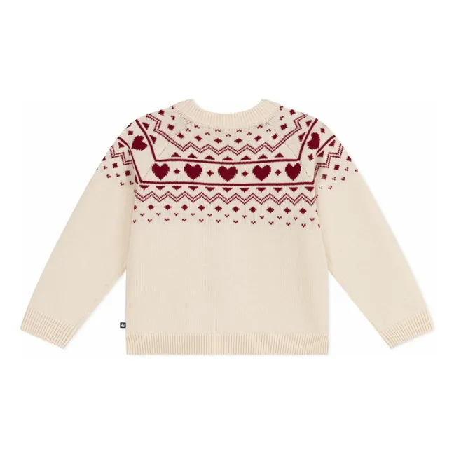 Gilet Cœurs Laine | Ecru