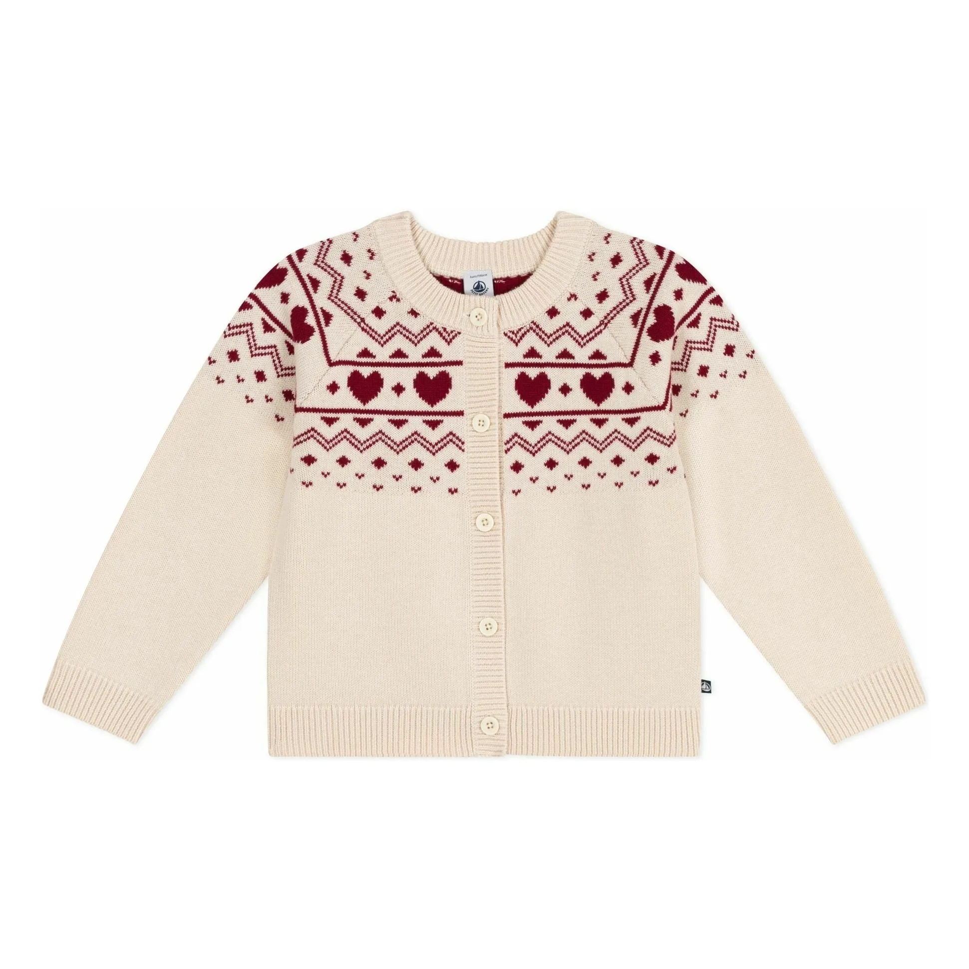 Petit Bateau Ecru Heart Wool Vest