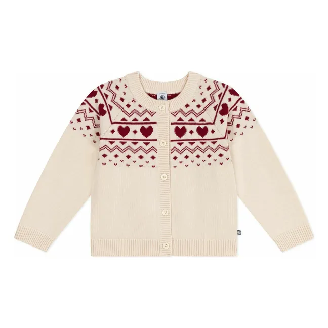 Gilet Cœurs Laine | Ecru