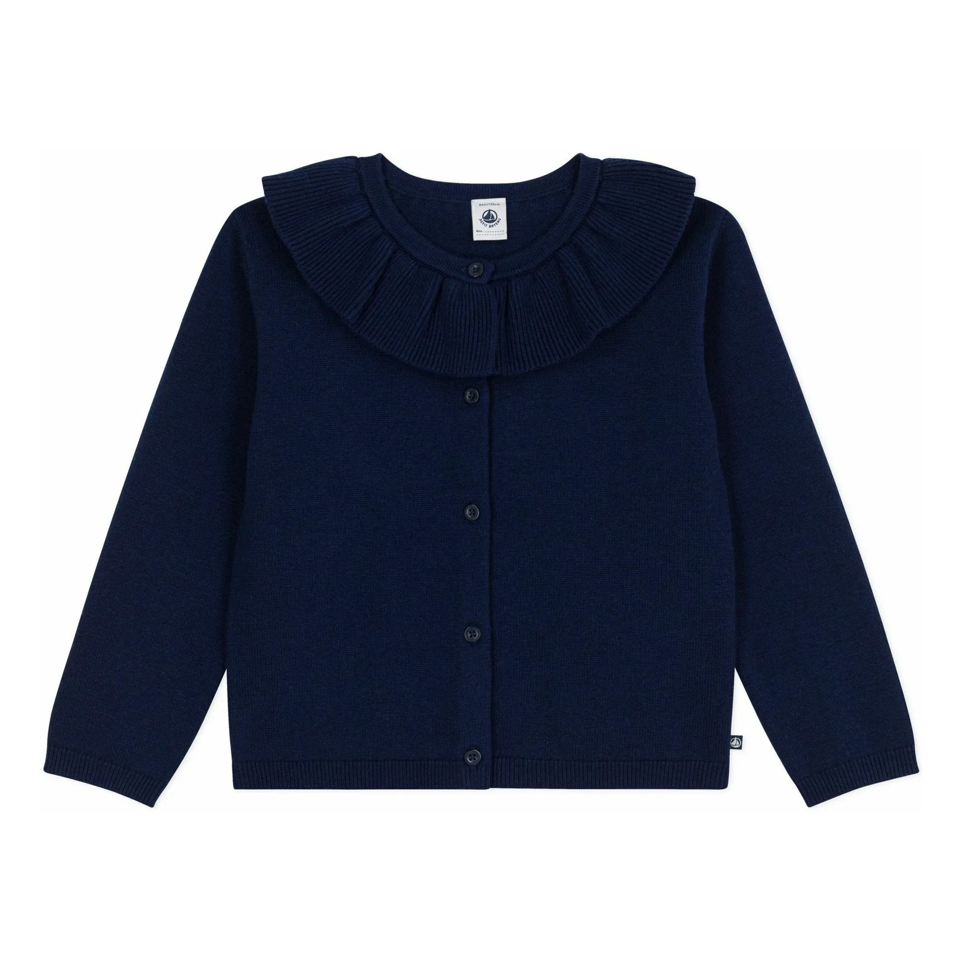 Petit Bateau Midnight Blue Wool Ruffled Cardigan