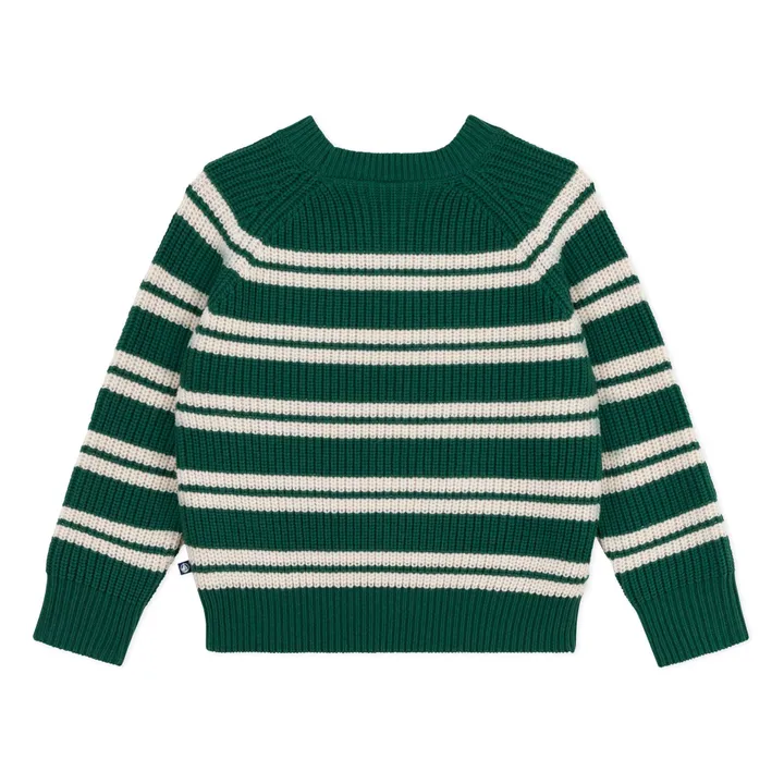 Jersey a rayas con logo de lana | Verde Abeto- Imagen del producto n°1