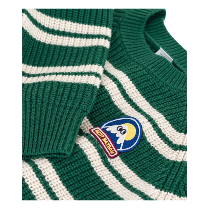Jersey a rayas con logo de lana | Verde Abeto- Imagen del producto n°2